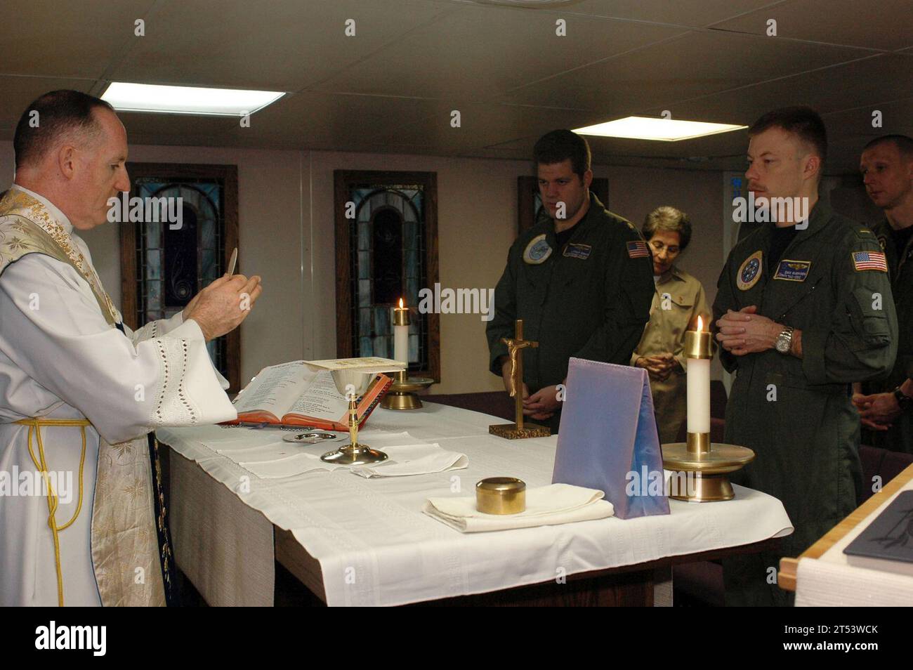chaplain, church service, mass. catholic, navy, people, Religion, U.S. Navy Stock Photo Alamy