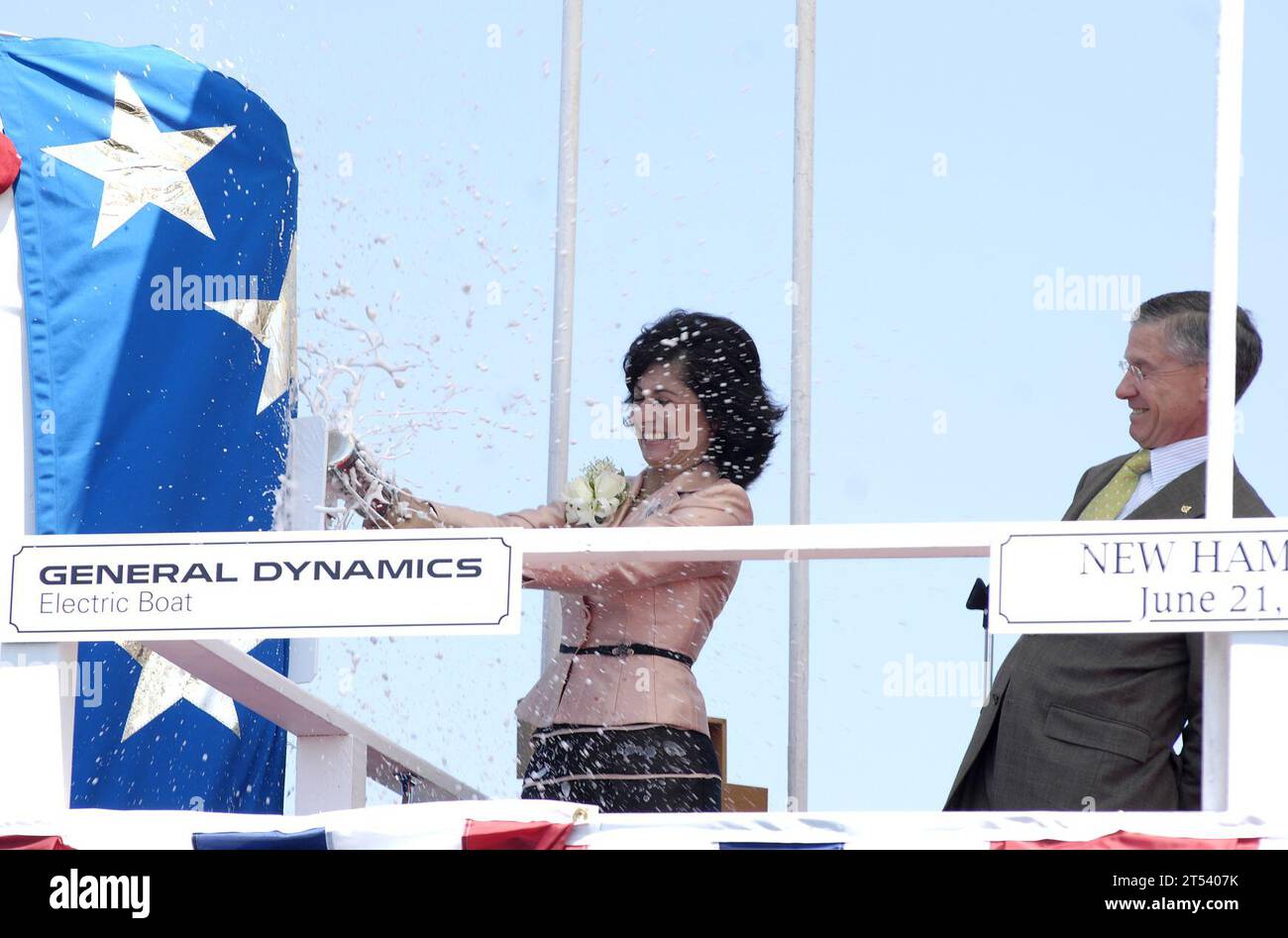 christen, christening, electric boat, general dynamics, PCU, sub, Submarine Stock Photo Alamy