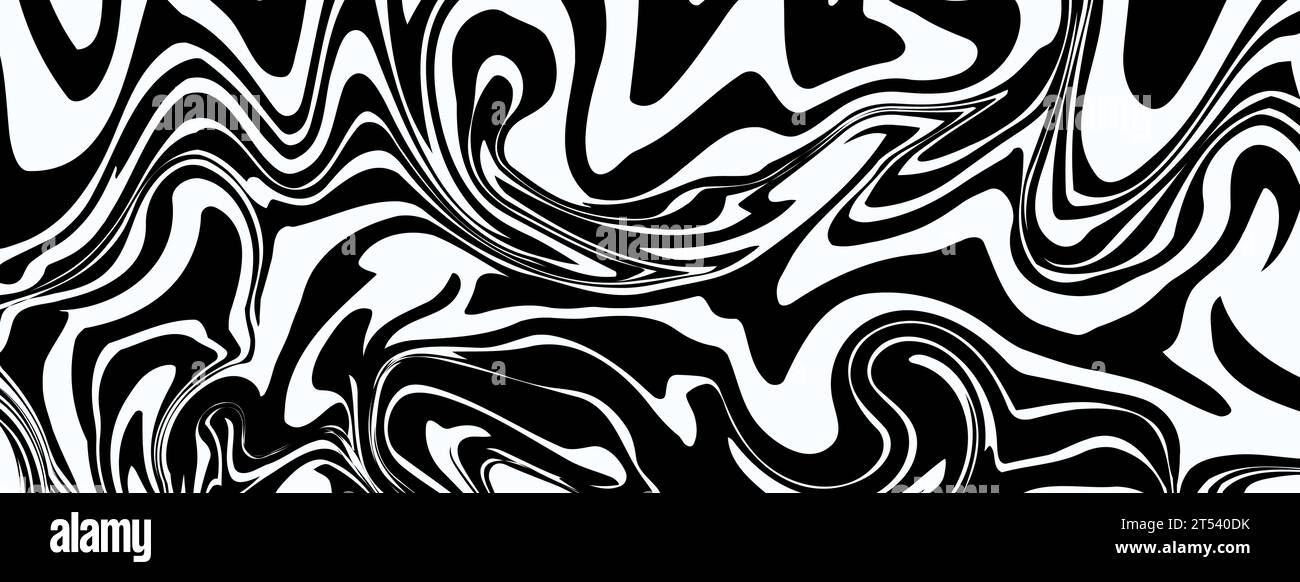 Liquid marble distorted monochrome abstract background. Vector creative psychedelic pattern Stock Vector