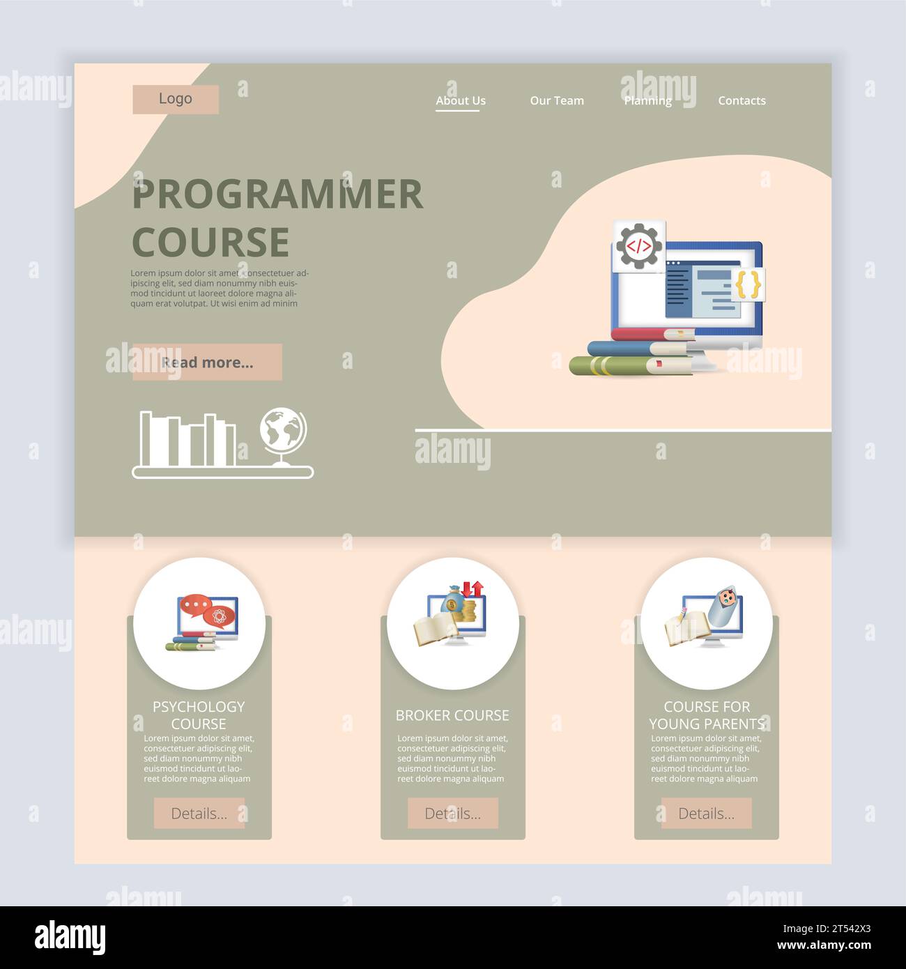 Programer Header Young teacher and parents Stock Vector Images - Alamy