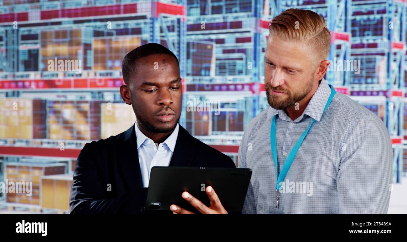 Digital Retail Technology And Warehouse Inventory. AI Logistics Stock Photo