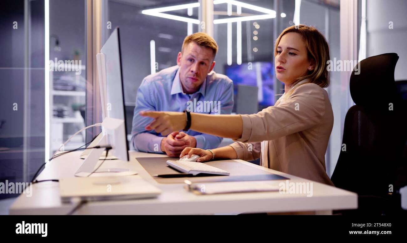Analyst Working With Spreadsheet Business Data On Computer Stock Photo