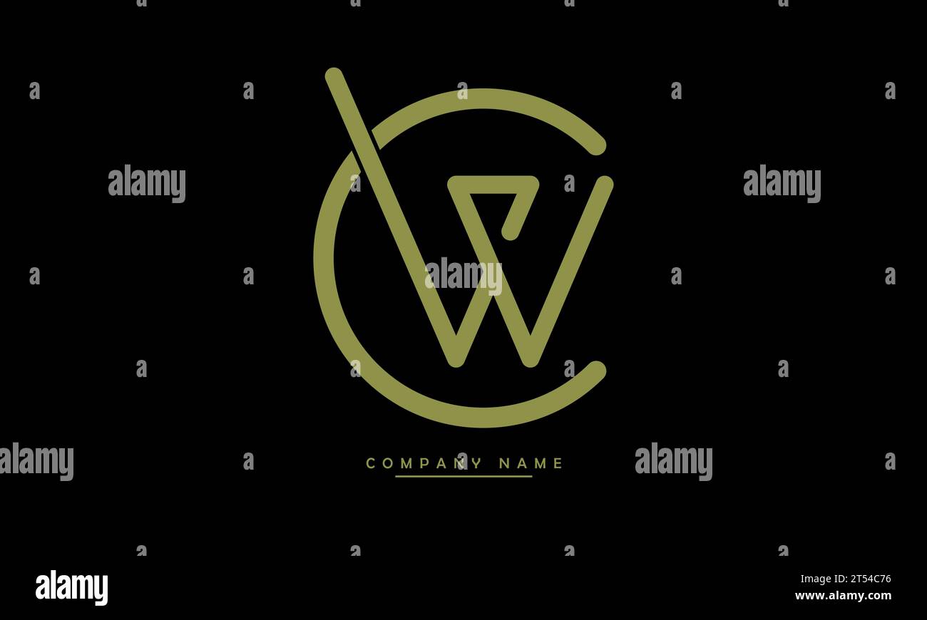 CW, WC Abstract Letters Logo Monogram Stock Vector