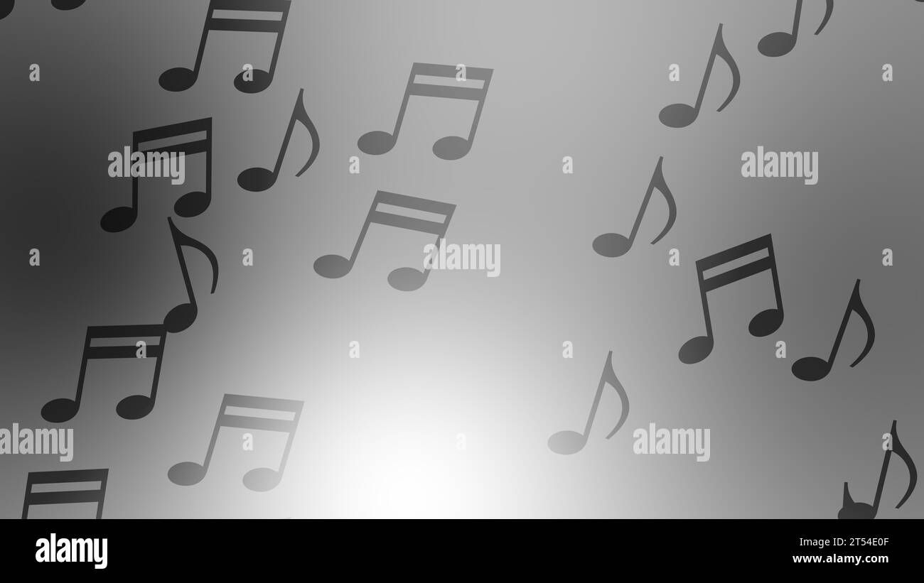CG image of black and white background including music note object ...