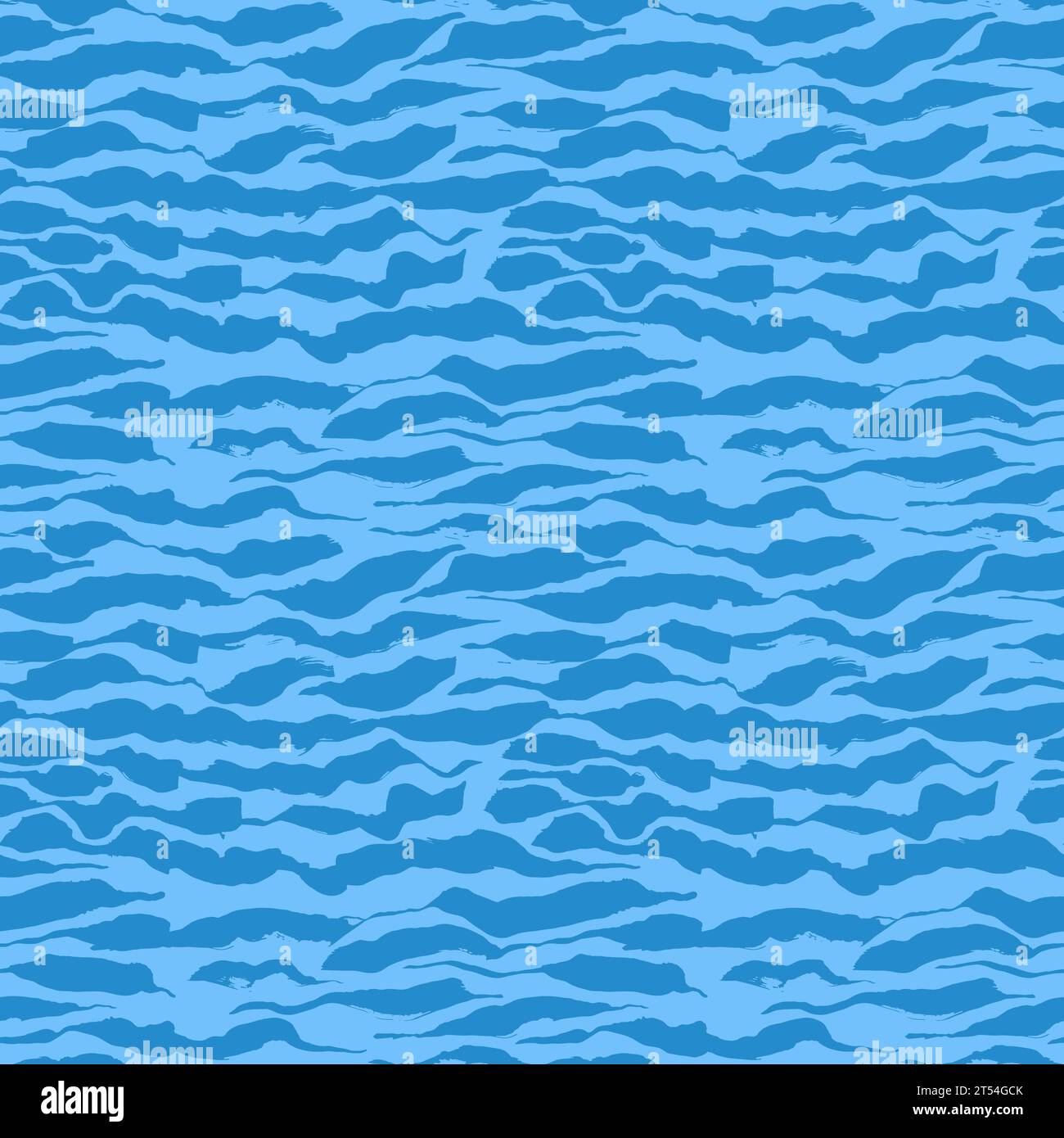 Grunge Dry Brush Blue Wave Strokes Seamless Pattern Stock Vector