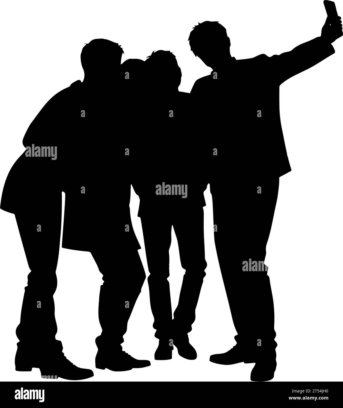 Silhouette of a Group of people taking a selfie. vector illustration Stock Vector