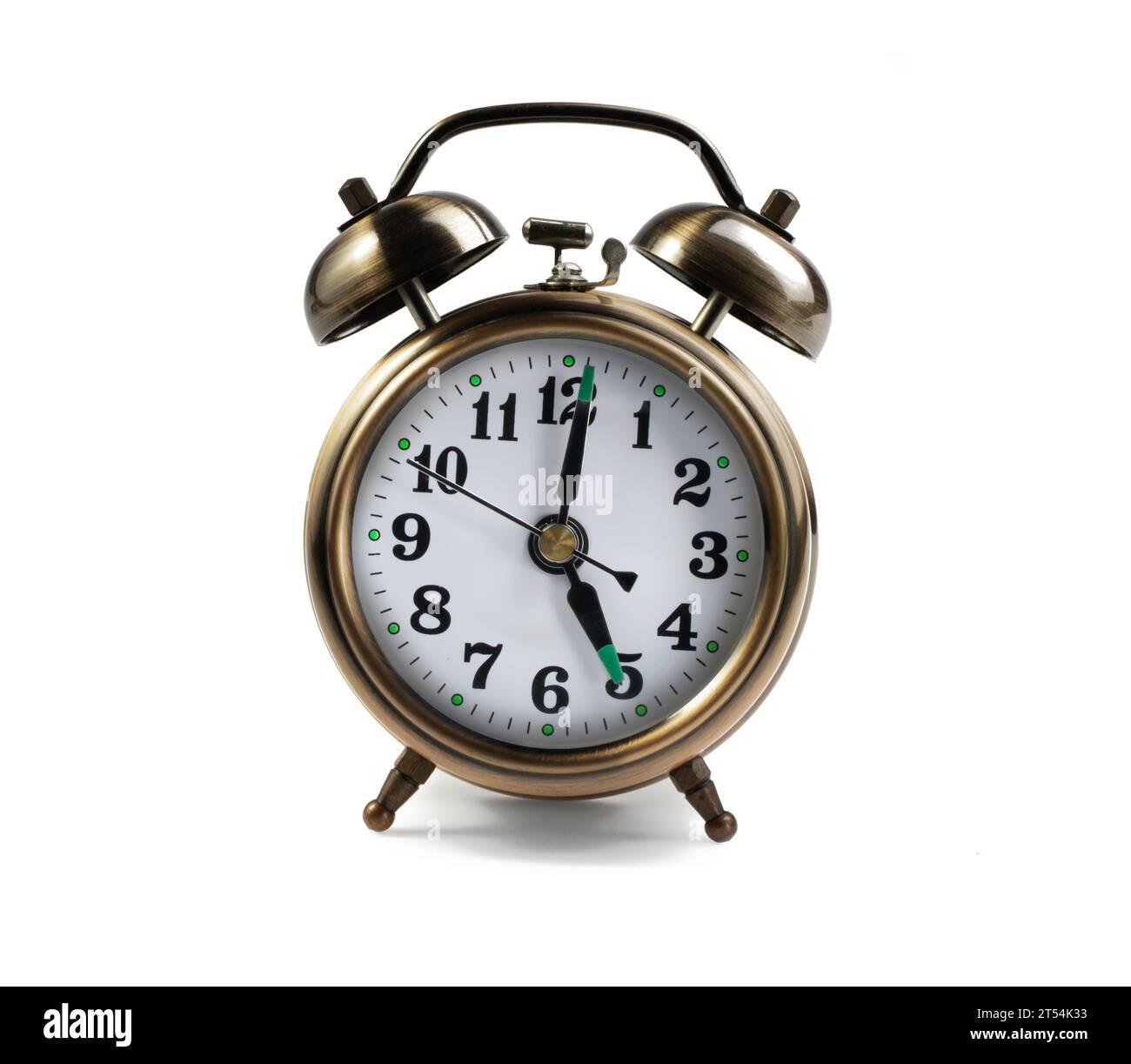 Vintage alarm clock isolated on white background Stock Photo - Alamy