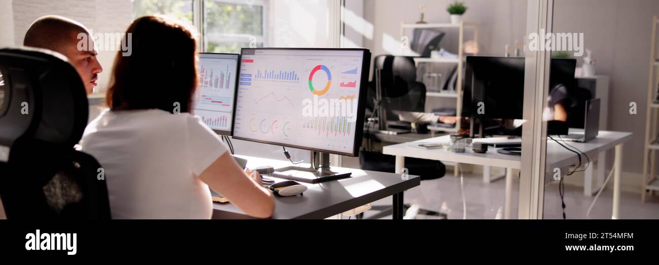 Data Analyst Using Data Analytics KPI Dashboard Stock Photo