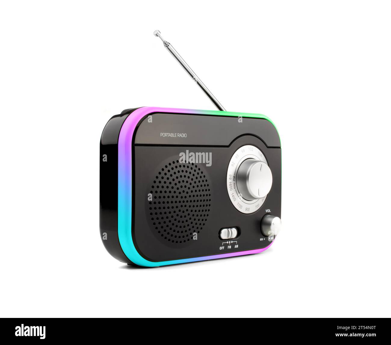 Color portable radio on white background Stock Photo Alamy
