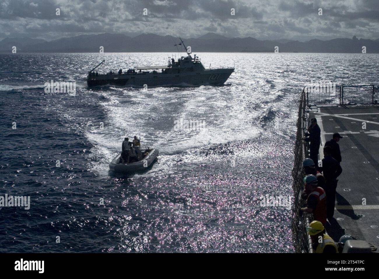 emergency medical evacuation, Fijian Coastal Patrol boat, RHIB, USS ...