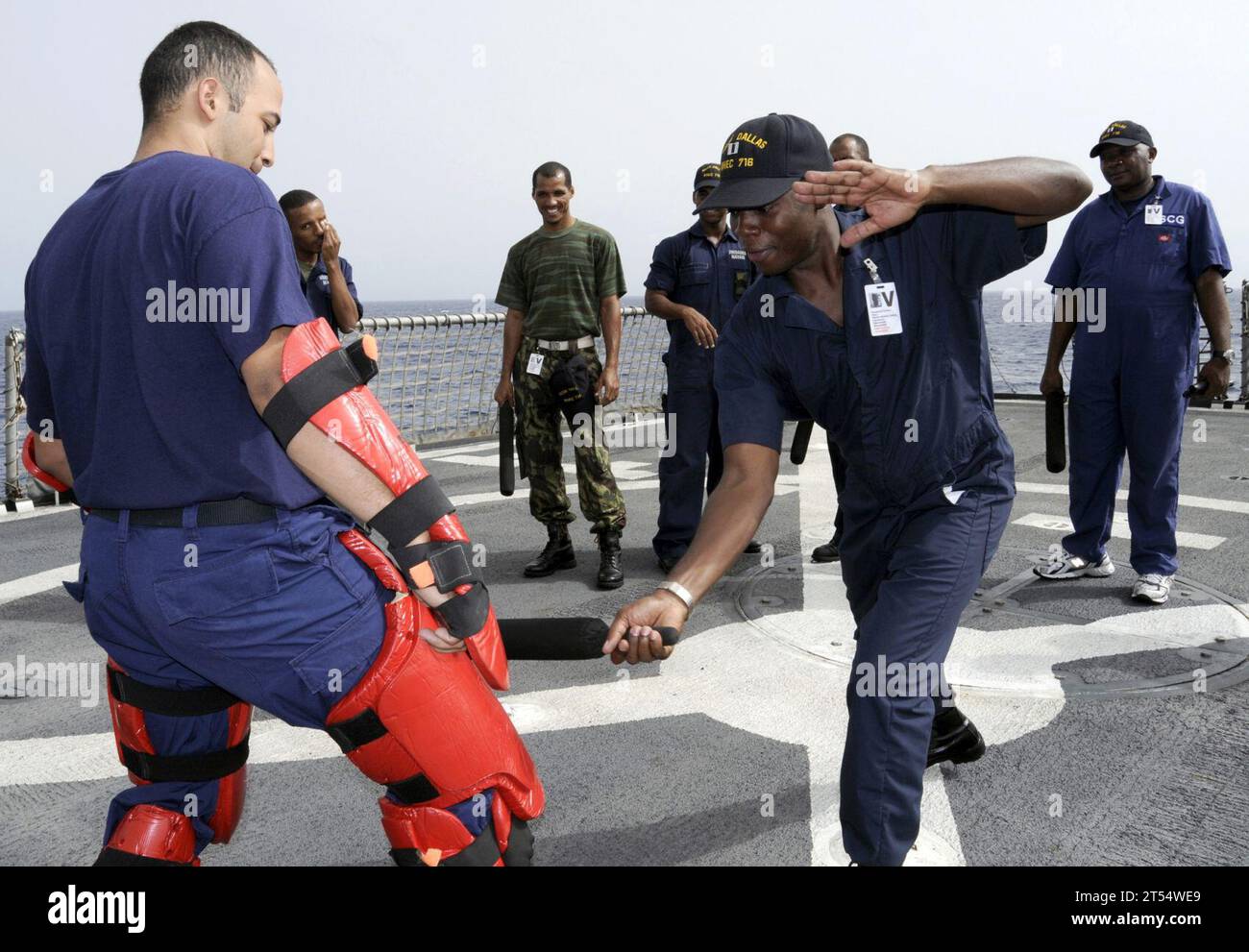 Equatorial Guinea Navy, multilateral combined law-enforcement operations, training, USCG Cutter Dallas (WHEC 716) Stock Photo