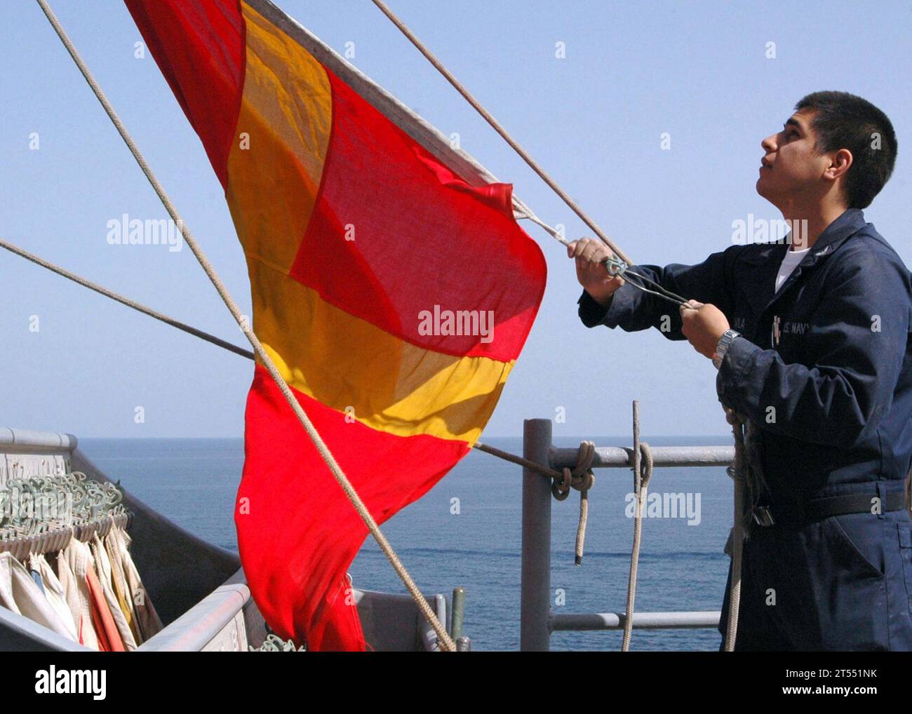 FLAG HOIST, people, Sailor, Signal Stock Photo Alamy