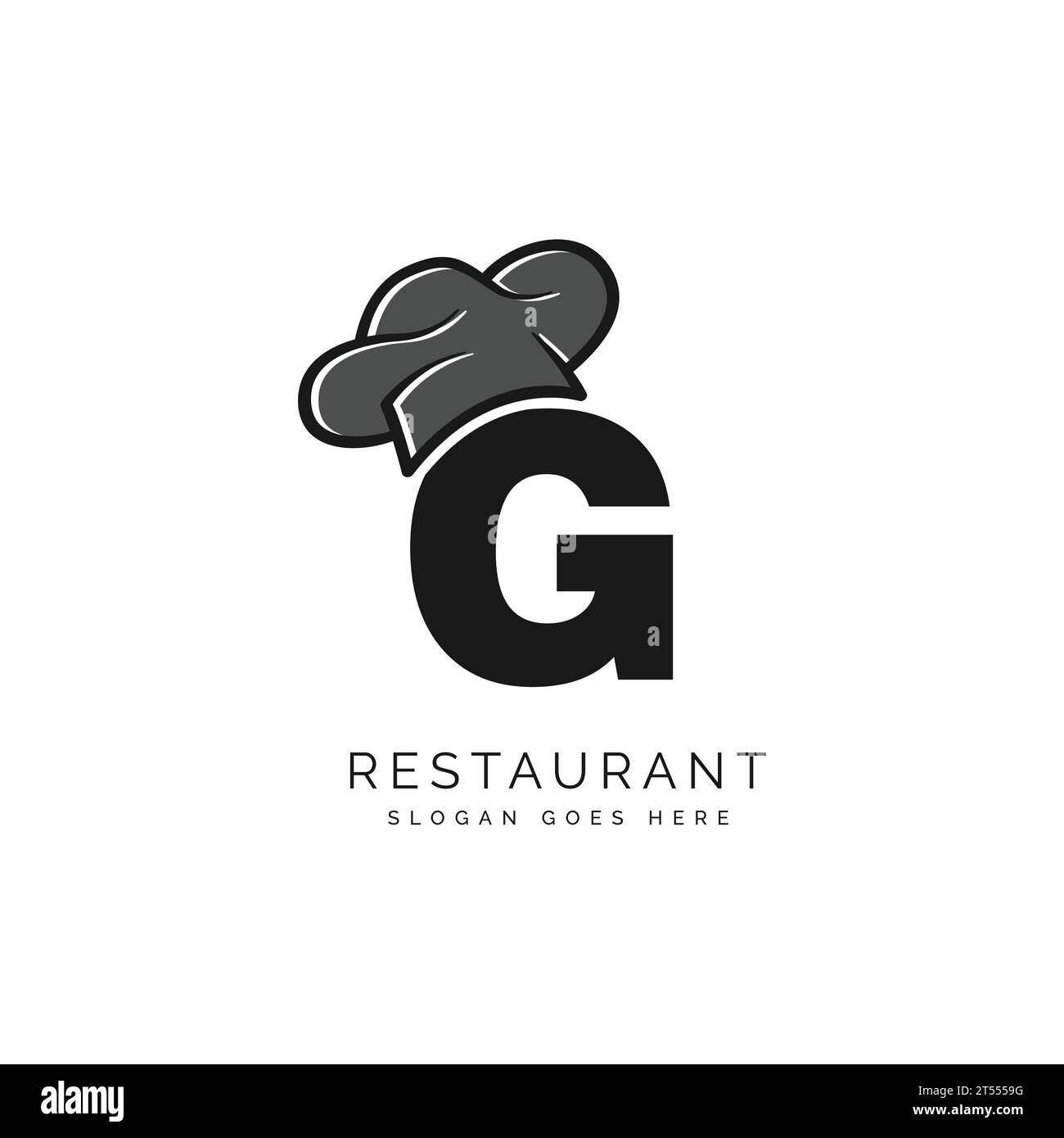 Letter G logo with chef's hat for a restaurant. Alphabet G Concept Design Food Business Logotype vector illustration Stock Vector