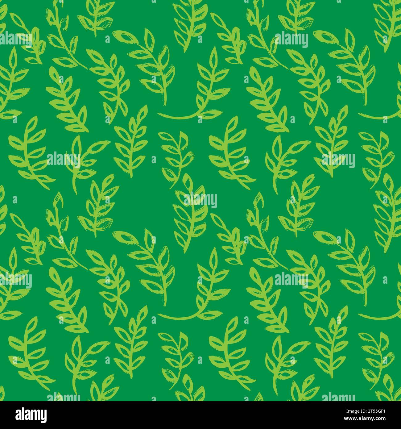 Dry Brush Leaves and Branches Seamless Green Pattern Stock Vector Image ...