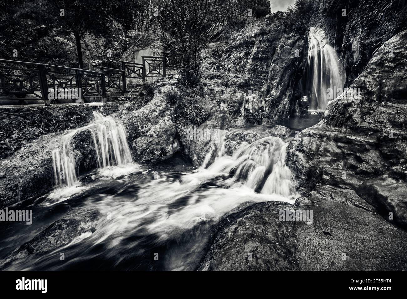 Waterfalls from the El Algar fountains in Callosa Stock Photo