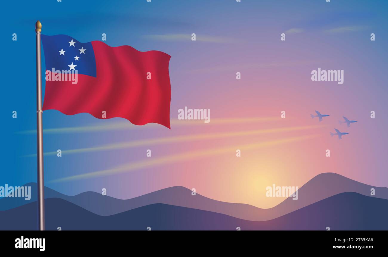 Western samoa flag in the morning sun Royalty Free Vector Stock Vector