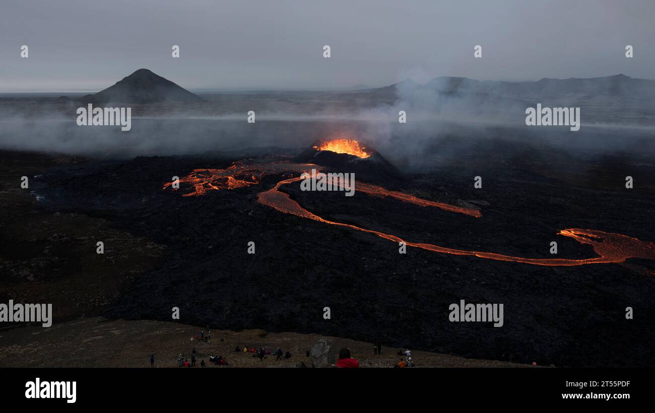 Dramatic images of the 2023 Volcano Eruption in Iceland Stock Photo