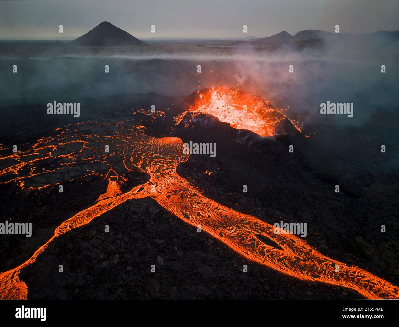 Drone aerial photo of Icelands 2023 Iceland Volcano Eruption Stock ...