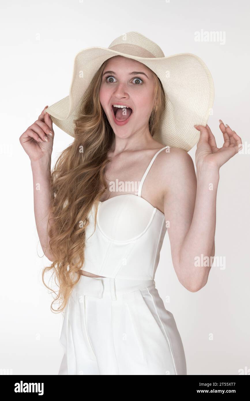 Young blondie looking in open hi-res stock photography and images - Alamy