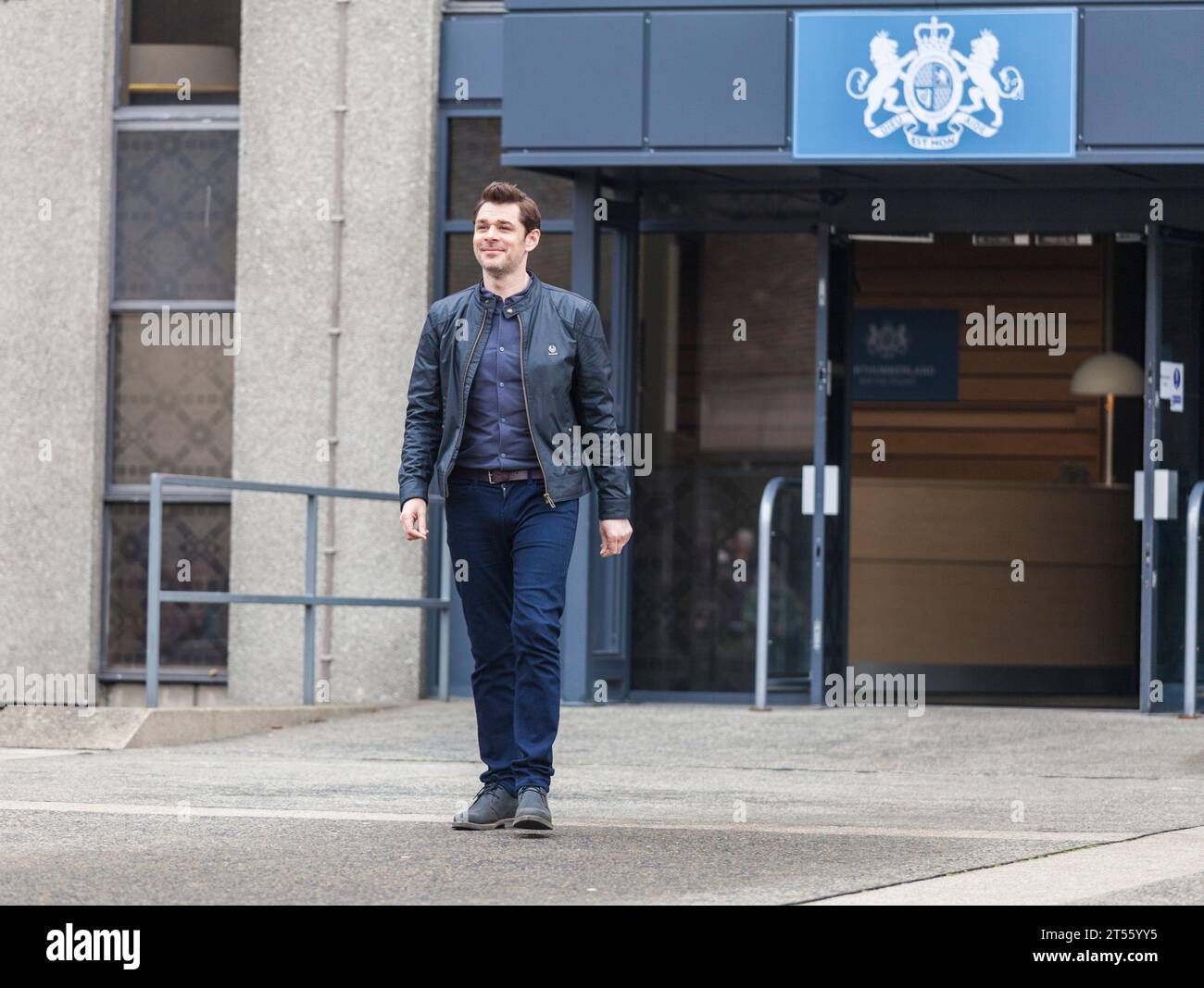 Actor, Kenny Doughty, during filming in Darlington, England, UK on the ...