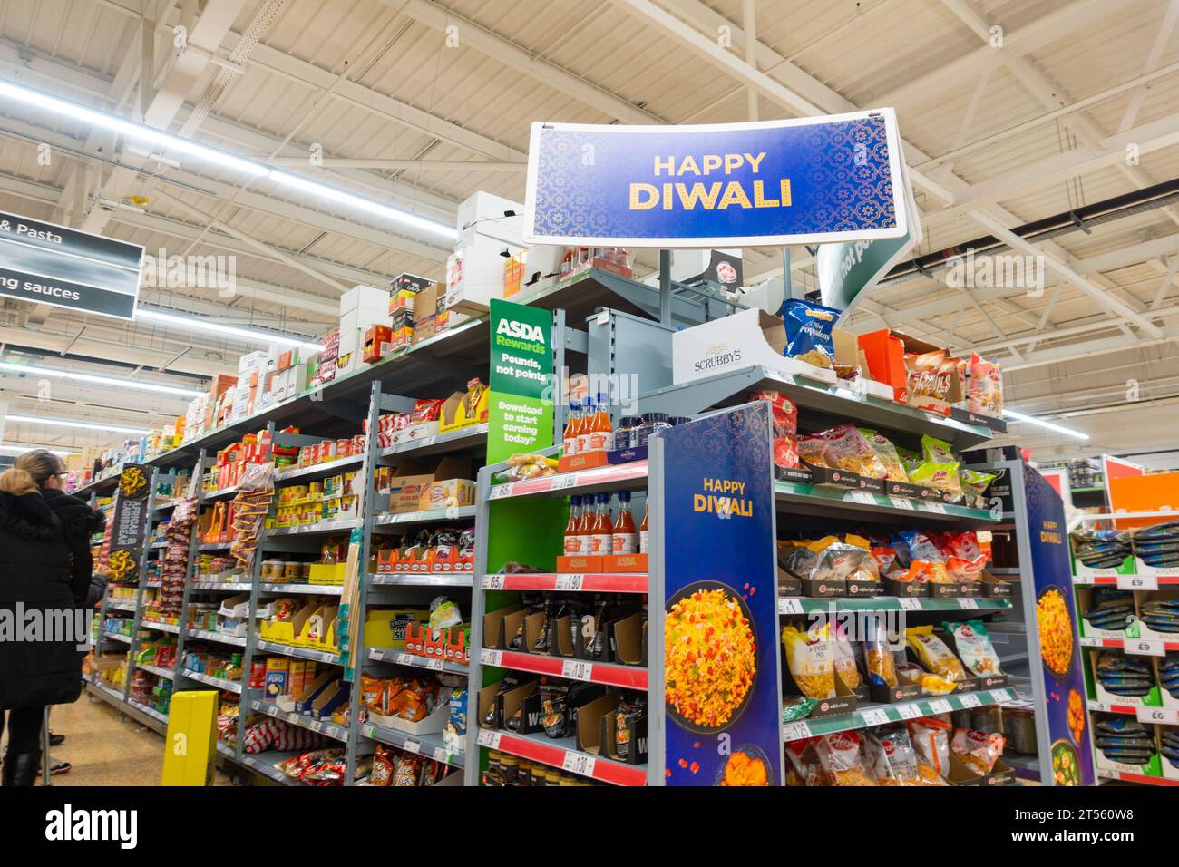 Happy diwali promotion at asda store, london, uk Stock Photo