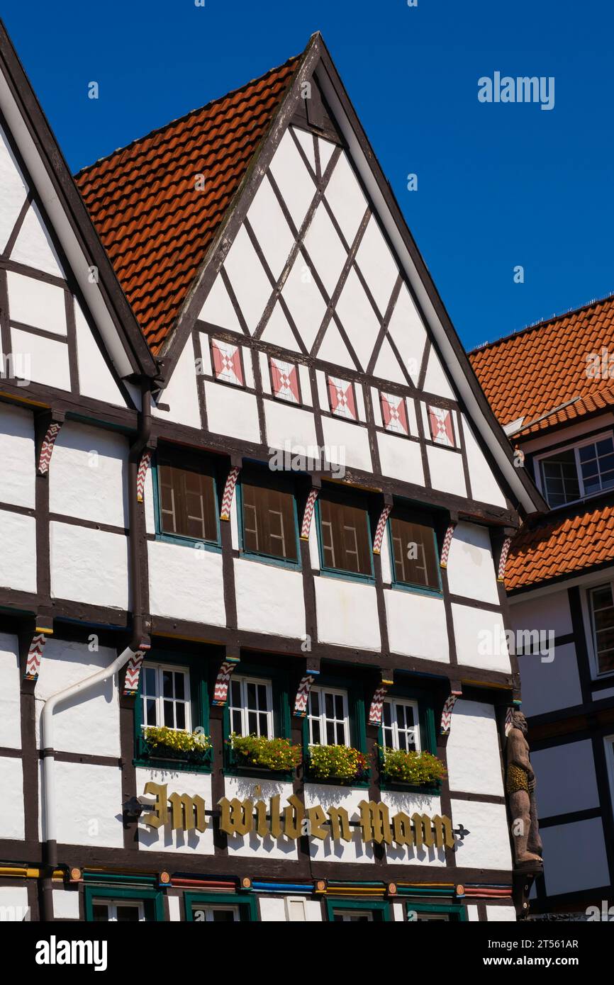 Timber-framed houses at the old town of Soest Stock Photo