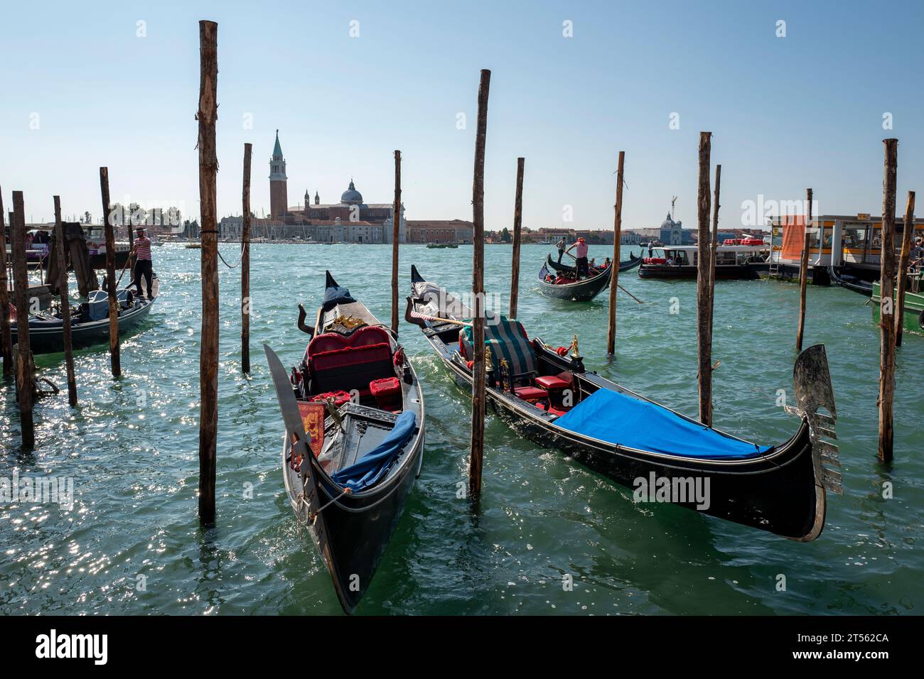 Gondolas on the river in Venice, Italy Stock Photo - Alamy