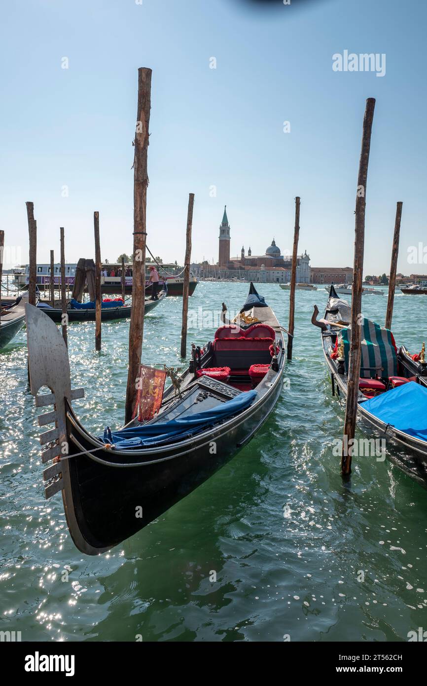 Gondolas on the river in Venice, Italy Stock Photo - Alamy