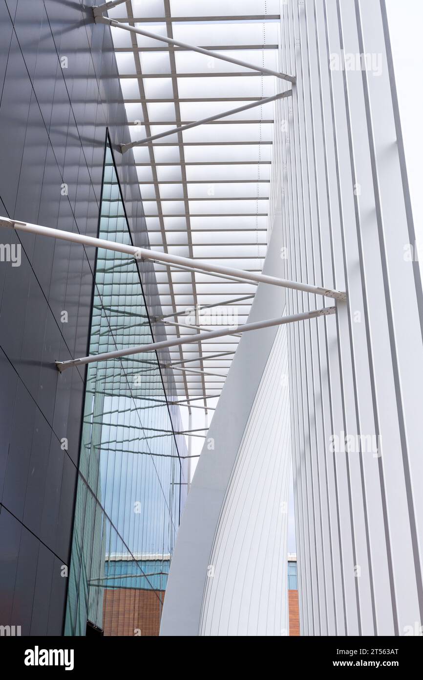 Architectural detail from the modernist, brutalist and eclectic Tel ...