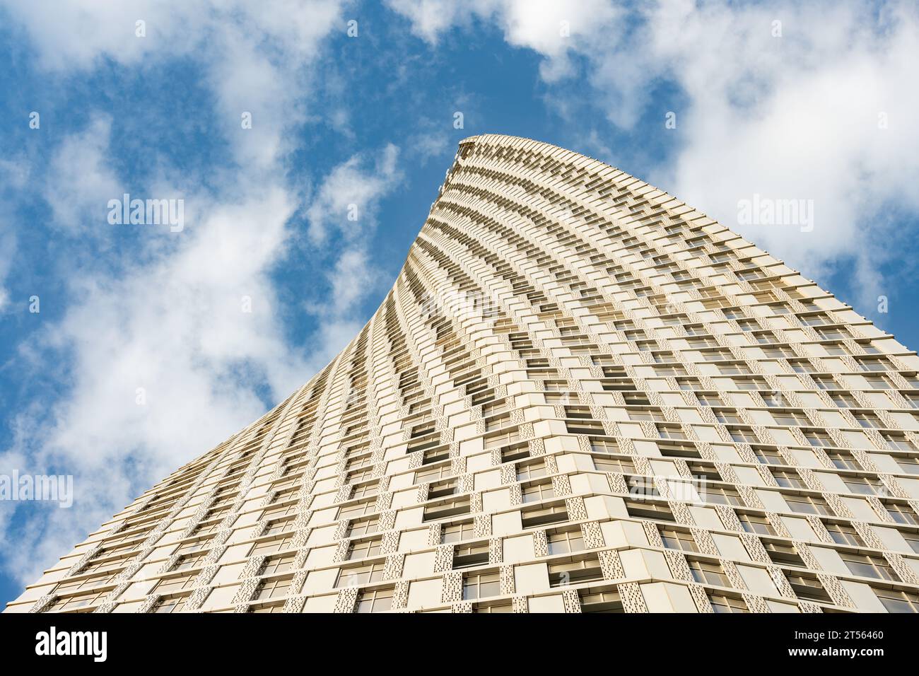 Close-up view of some modern skyscrapers and towers in Dubai Marina, Dubai, United Arab Emirates, UEA. Stock Photo