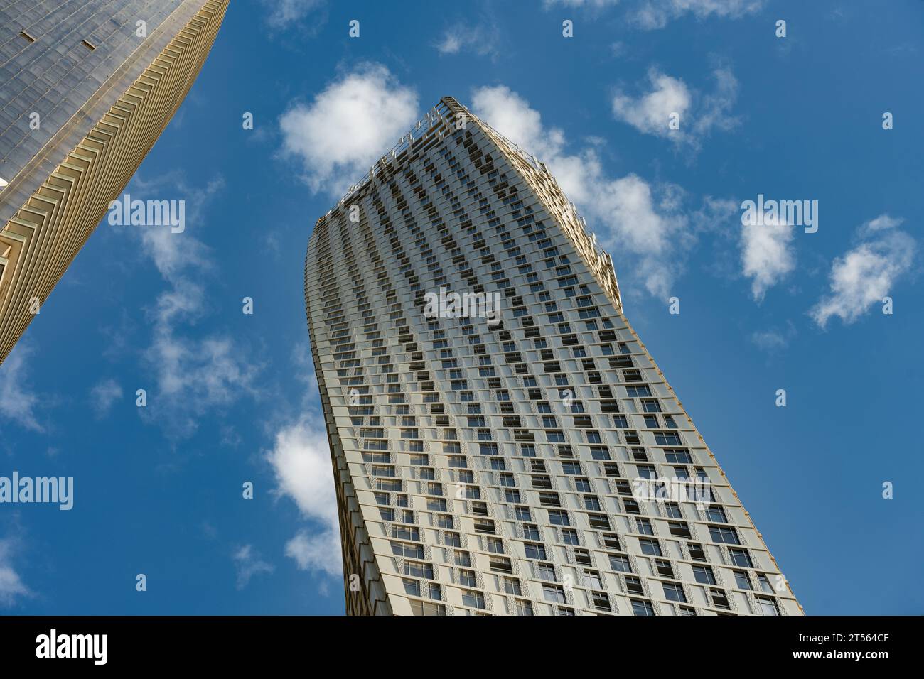 Close-up view of some modern skyscrapers and towers in Dubai Marina, Dubai, United Arab Emirates, UEA. Stock Photo