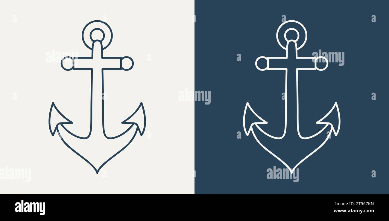 Vector Anchors. Anchor Silhouette Icon Set. Anchor with Outline. Anchor