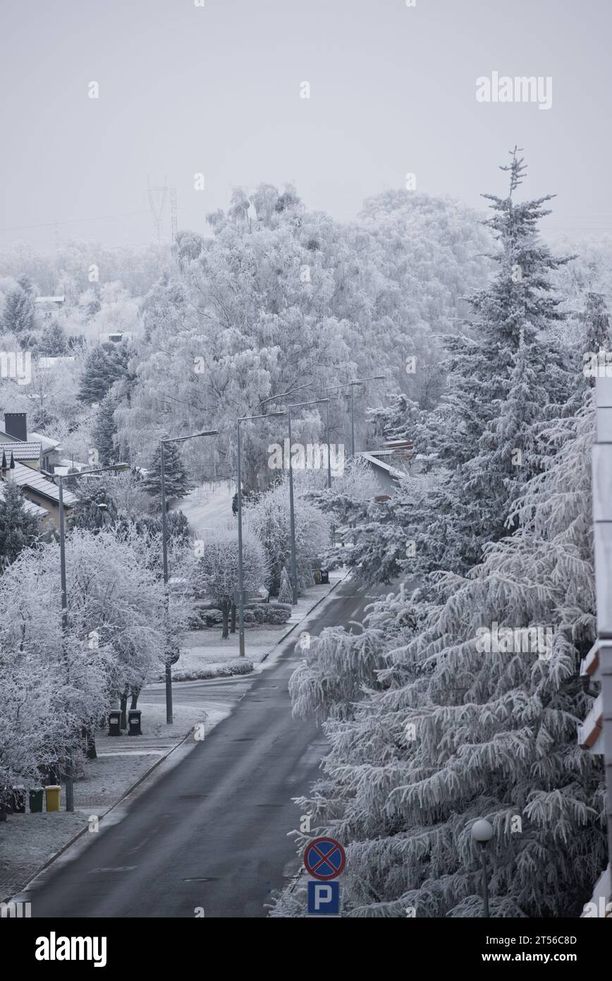 Winter panorama of a suburban housing estate Stock Photo