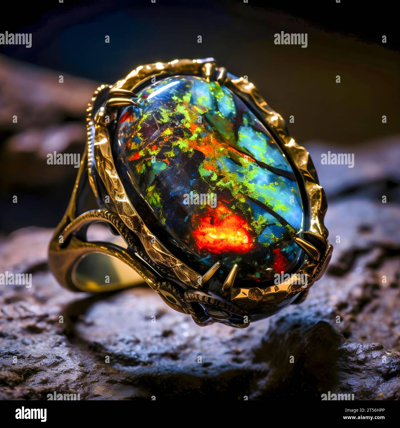 Edwardian Black Opal & Diamond Ring in Platinum & Gold | Collectors Weekly