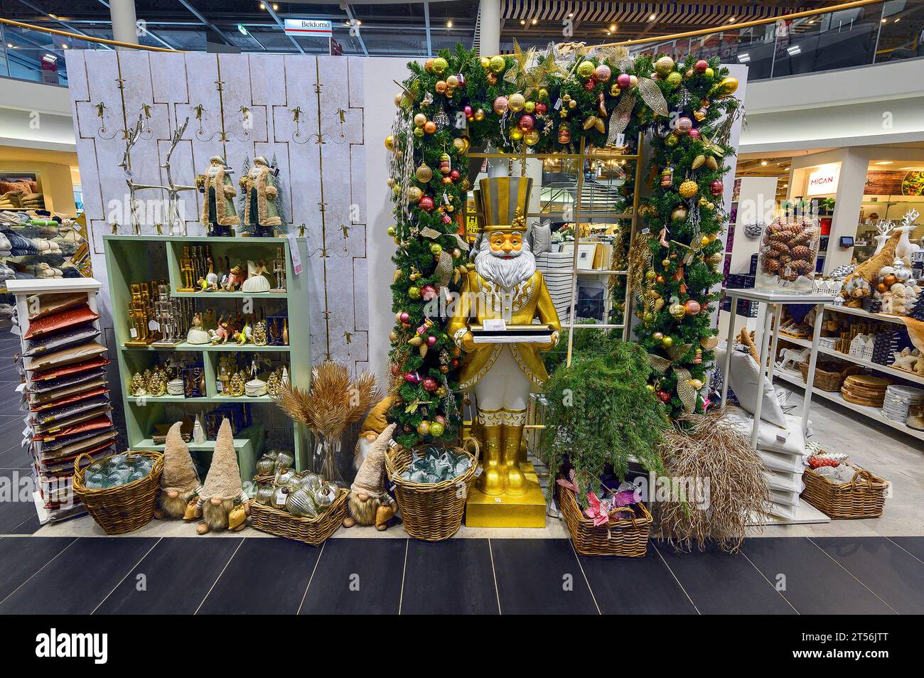 Christmas decoration, kitsch articles in a furniture store, Bavaria, Germany Stock Photo