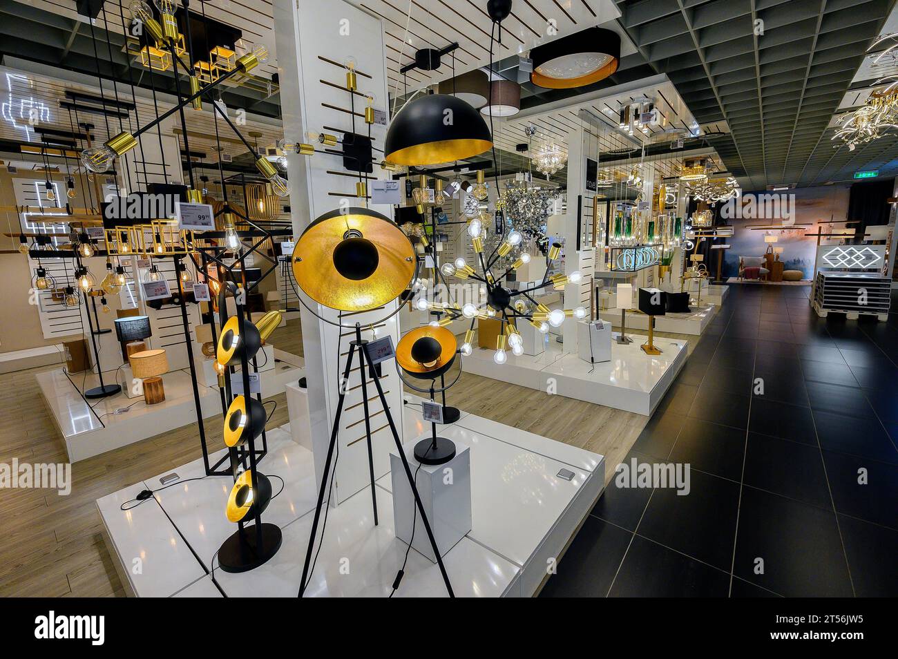 Lamp and luminaire department in a furniture store, Bavaria, Germany Stock Photo