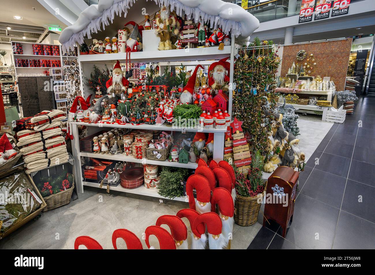 Christmas decoration, kitsch articles in a furniture store, Bavaria, Germany Stock Photo