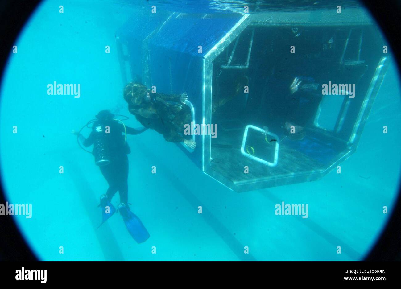 sinking modular amphibious egress trainer, swim qualifications Stock