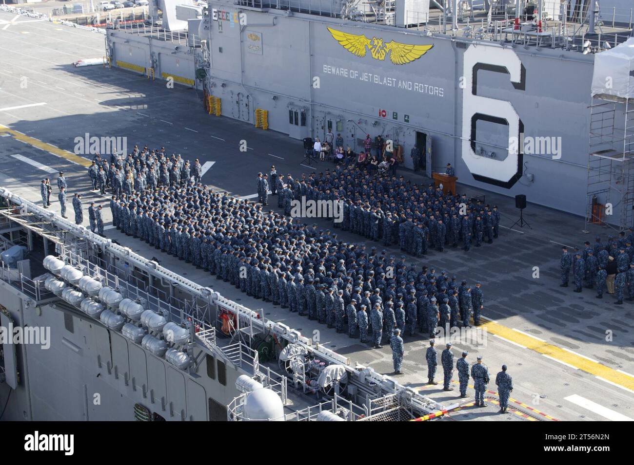 US Navy 118 Sailors advance aboard USS Bonhomme RIchard.jpg Stock Photo