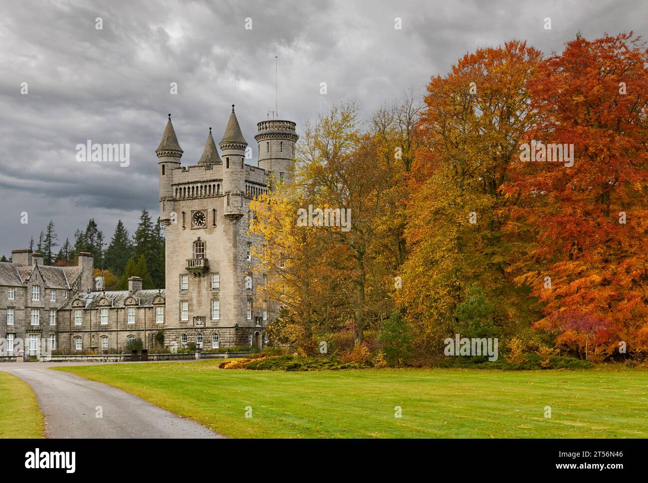 Balmoral Estates Crathie Scotland the castle the lawn and trees in