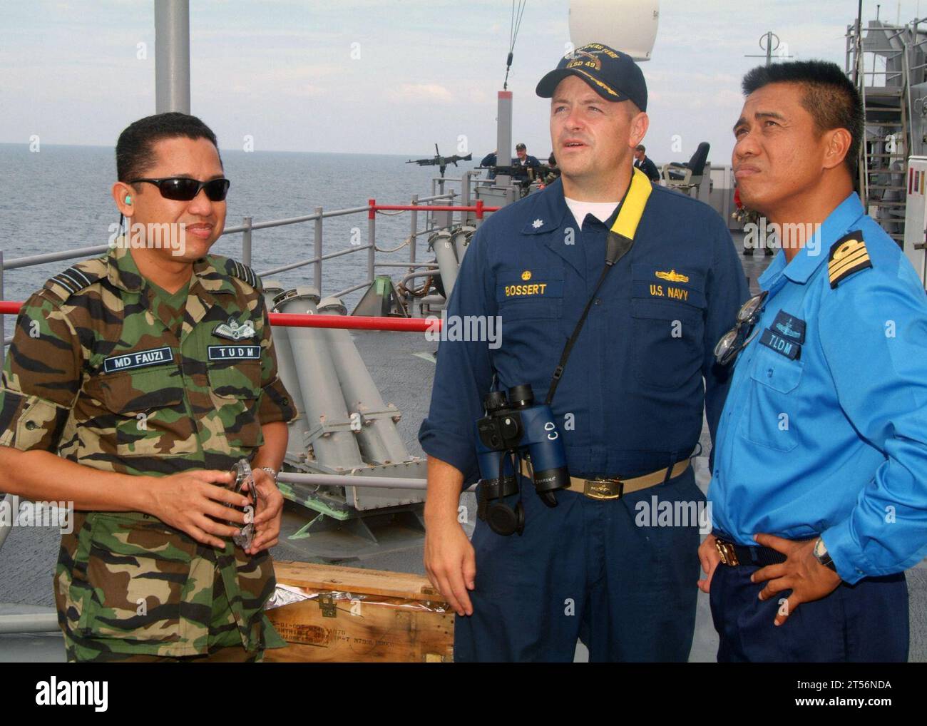 bilateral maritime training exercises, Cooperation Afloat Readiness and Training (CARAT) 2007, dock landing ship USS Harpers Ferry (LSD 49), Royal Malaysian Air Force, Royal Malaysian Navy, satellite communications abilities, South China Sea, Southeast Asia nations, united states Stock Photo