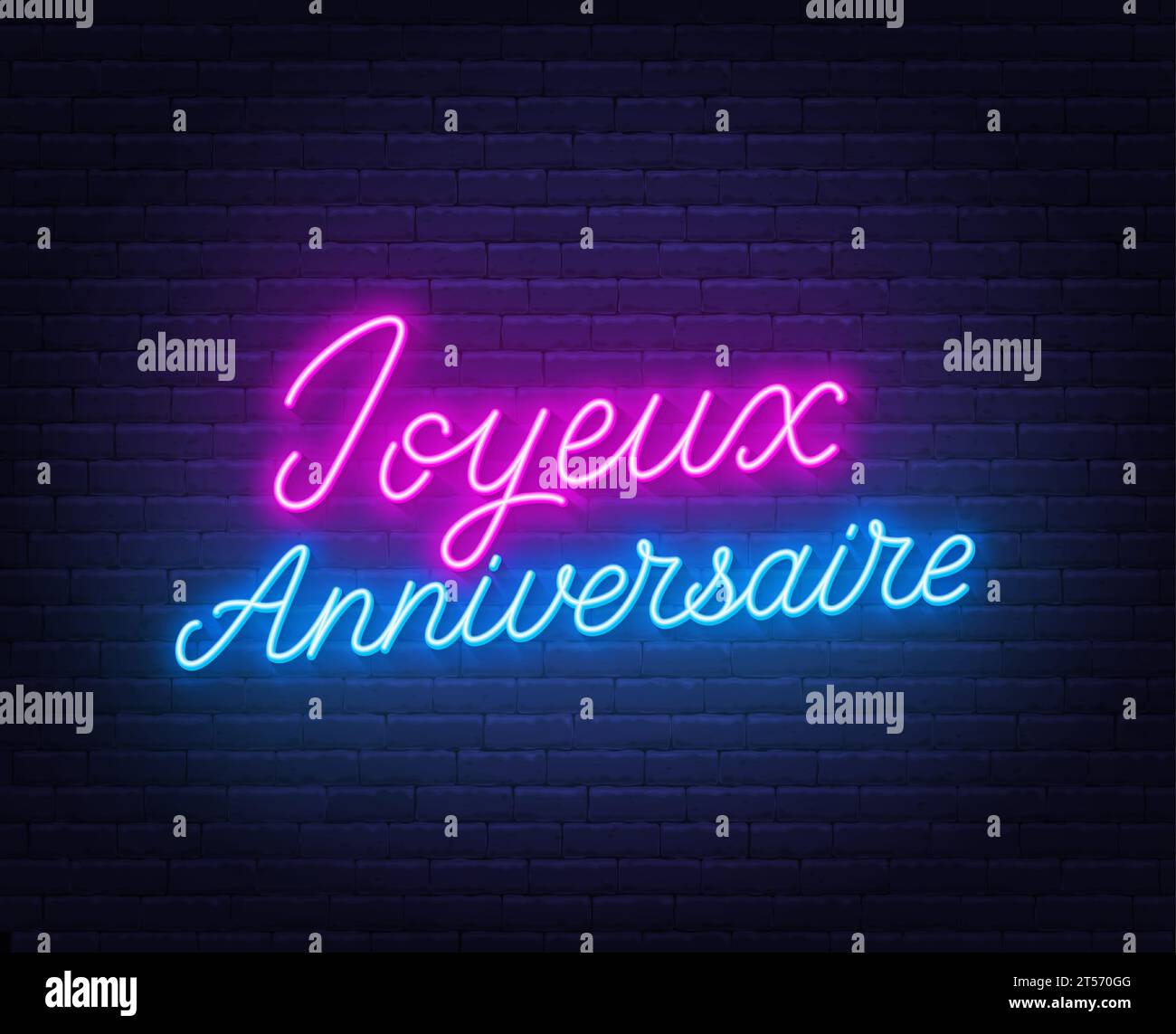Joyeux Anniversaire Neon Sign On Brick Wall Background Stock Vector joyeux-anniversaire-neon-sign-on-brick-wall-background-stock-vector