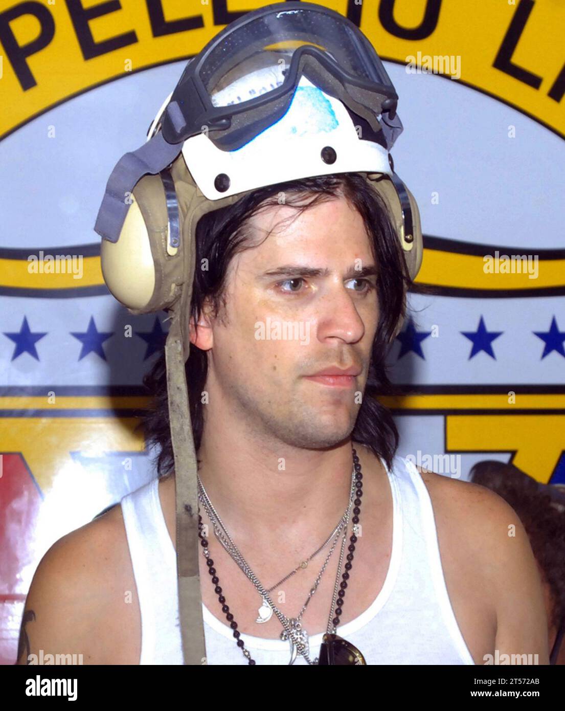 US Navy Austin Winkler, lead singer of the rock band Hinder (cropped