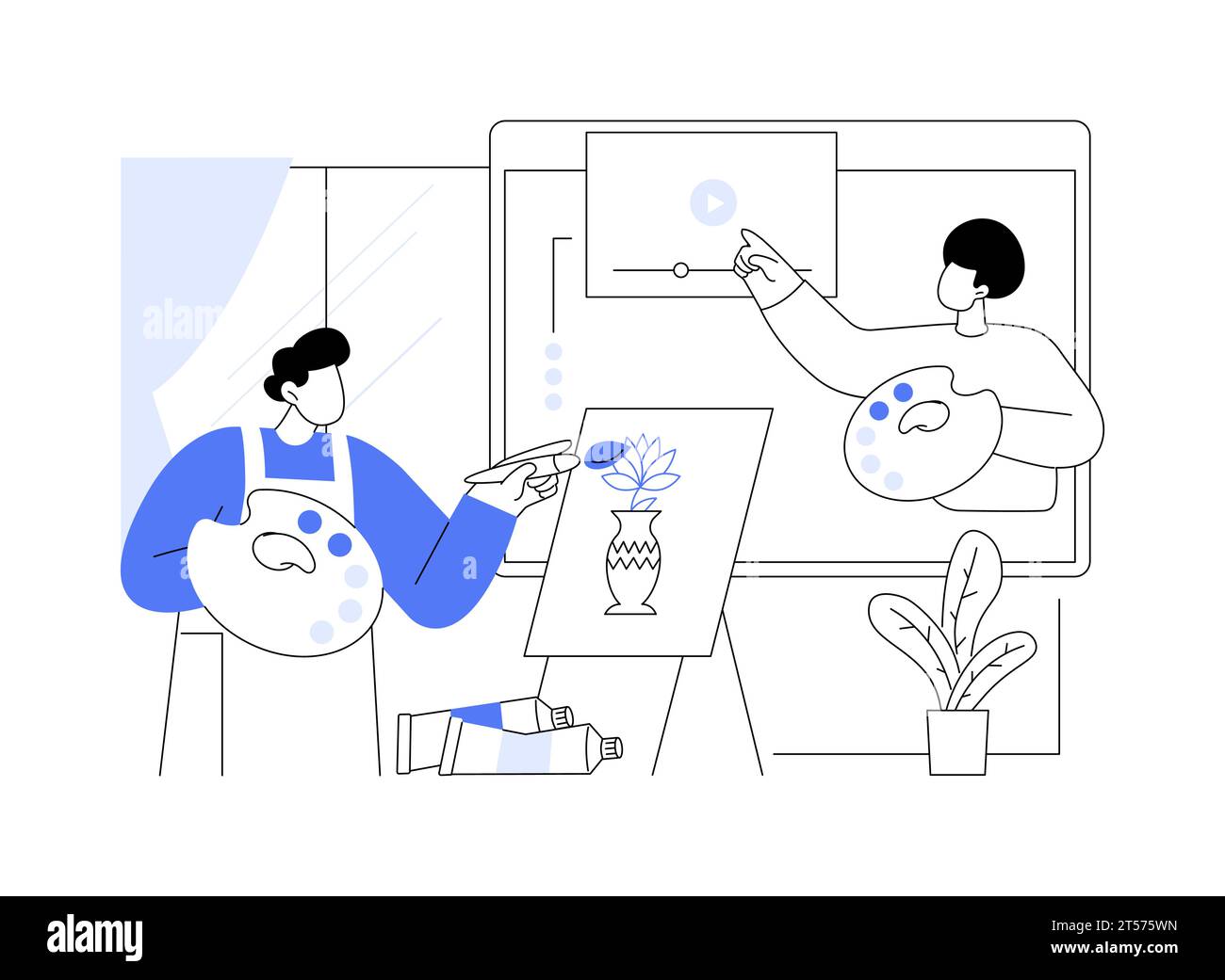 Painting classes isolated cartoon vector illustrations Stock Vector