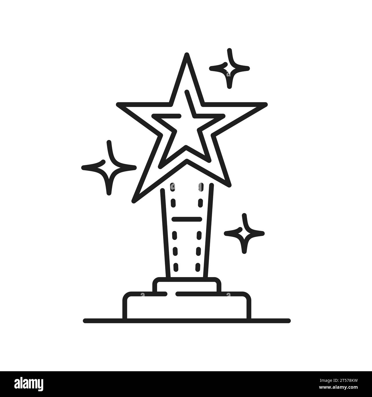 Award trophy star statue on pedestal, champion glory in competition