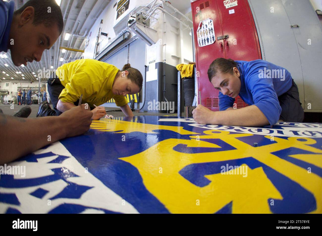 US Navy Sailors assigned to V3 division aboard the amphibious assault ...