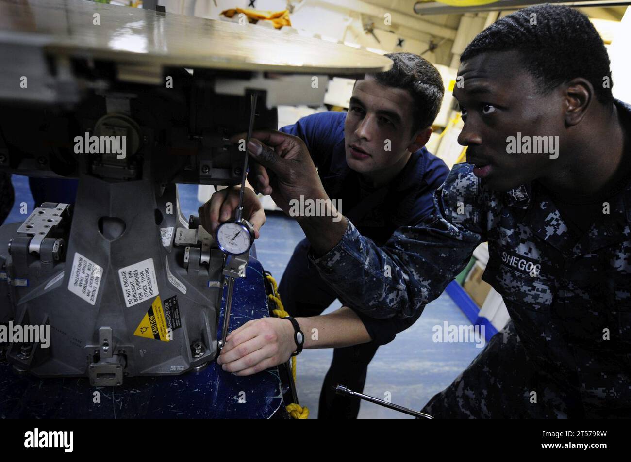 US Navy Sailors perform boresight alignment procedures.jpg Stock Photo