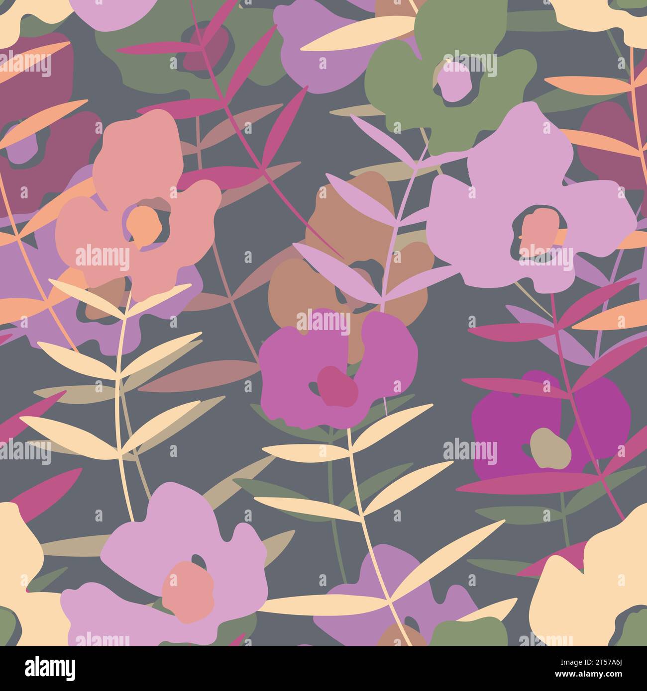 Seamless floral pattern with roses based on traditional folk art ...