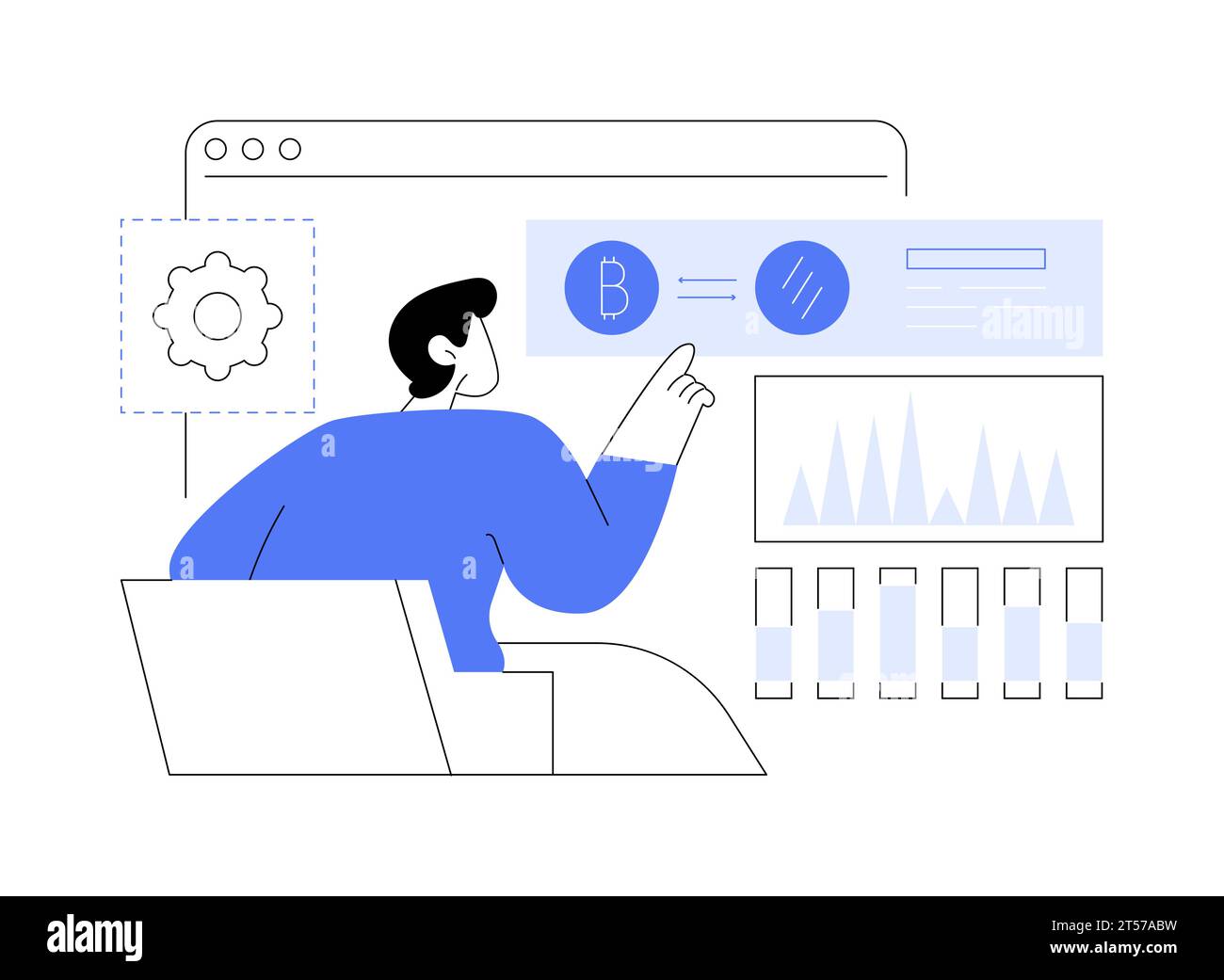 Crypto community manager isolated cartoon vector illustrations.  Professional cryptocurrency analyst with laptop at work in office,  blockchain technology, money investment vector cartoon Stock Vector Image &  Art - Alamy