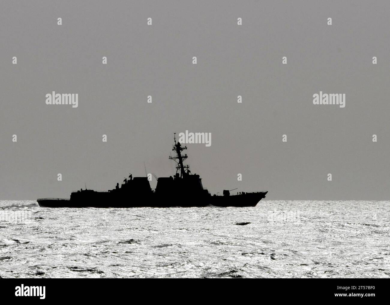 US Navy The Arleigh Burke-Class Destroyer USS Momsen (DDG 92) transits through the Arabian Sea.jpg Stock Photo